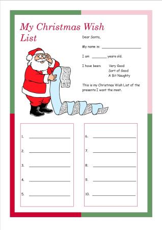 link to printable Christmas WIsh List