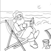 Santa on Beach coloring in thumb